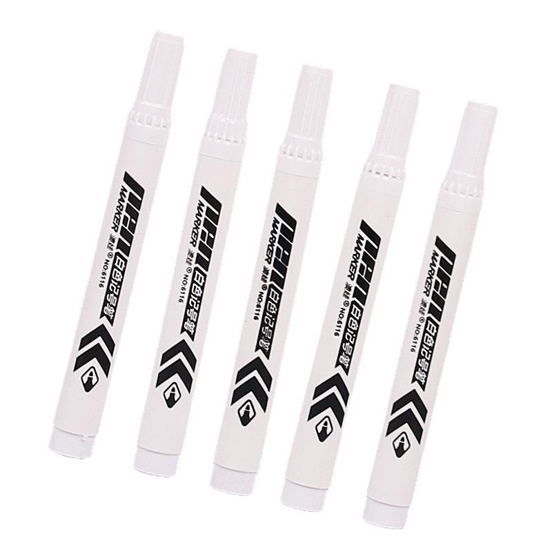 White Waterproof Oil-Based Marker Pen - Fade-Resistant, Non-Erasable, Thick Tip, Large Size, Fast Shipping