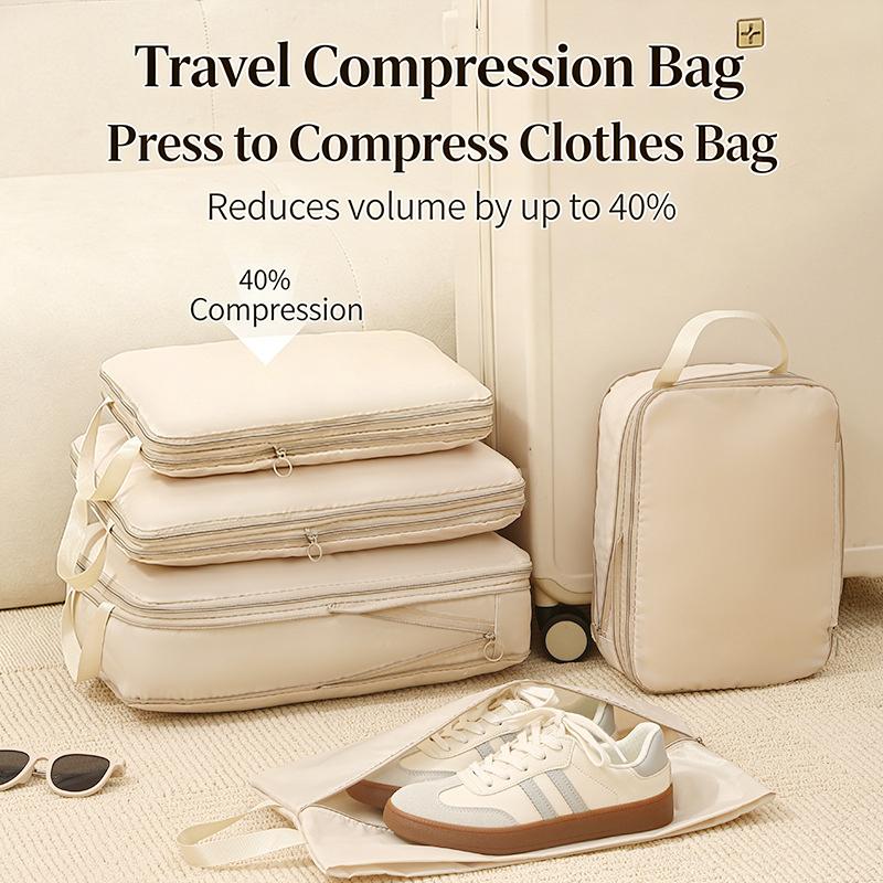 4Pcs Compressive Travel Storage Bags Thick Zipper Storage Bags Travel Accessories Travel Organizer Bags