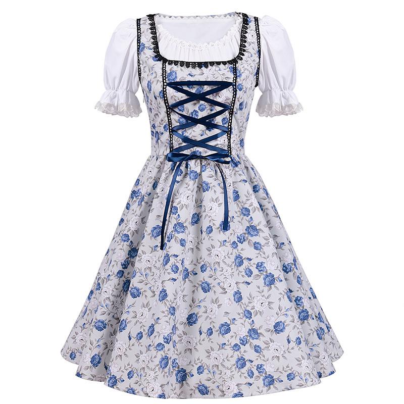 European & American Oktoberfest Costume V-Neck Cosplay Dress In Stock