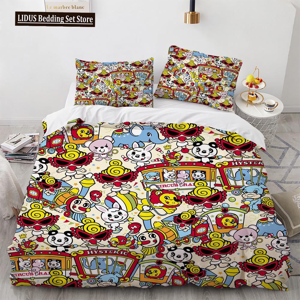 Cartoon Animals Duvet Cover Set Frog Fox Dog Cute Pattern King Queen Size Bedding Set Polyester Comforter Cover With Pillowcase