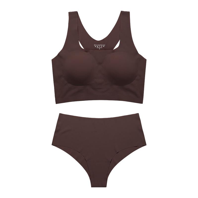 

European and American women s underwear large size without steel ring upper support gathering comfortable women s bra S темно-коричневого
