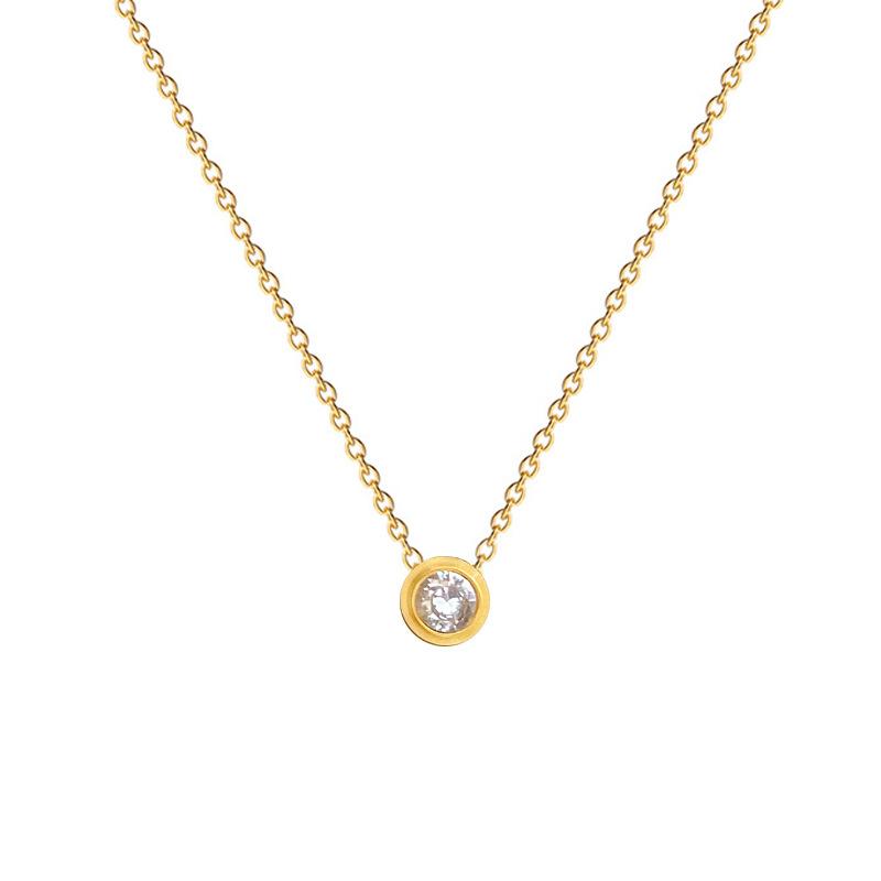 Cold Wind Zircon Minimalist Wind Furnace Real Gold Necklace Female Collarbone Chain Accessories
