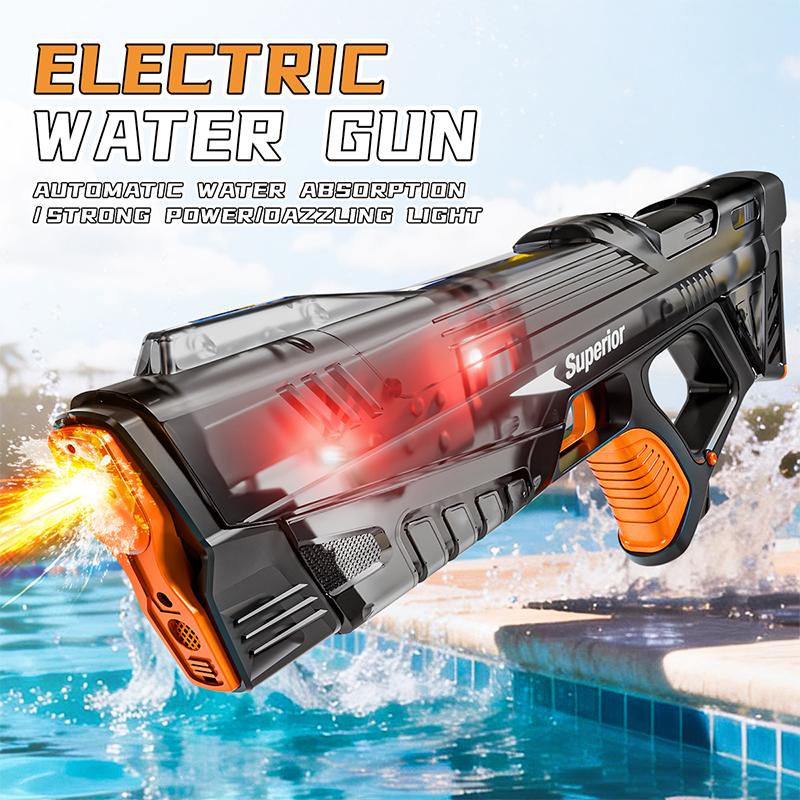 Kids Electric Water Gun Vivid Light Long Range Automatic Water Absorption Squirt Guns Summer Outdoor Beach Toys For Kids