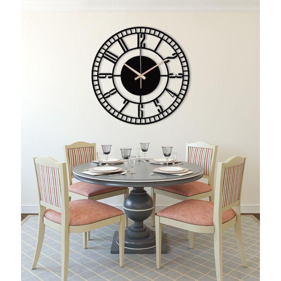 Metal Wall Clock for Living Room, Bedroom, Office, Hall | Antique Fancy Big Size Modern Wall Watch for Home Décor | Battery Operated Clock