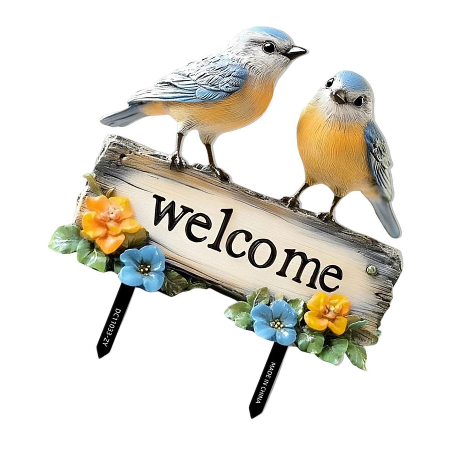 

Креативная табличка Добро пожаловать с птицей , садовый декор, колышек, колышек из ПВХ ручной работы, для украшения двора на открытом воздухе, для фестиваля, вечеринки