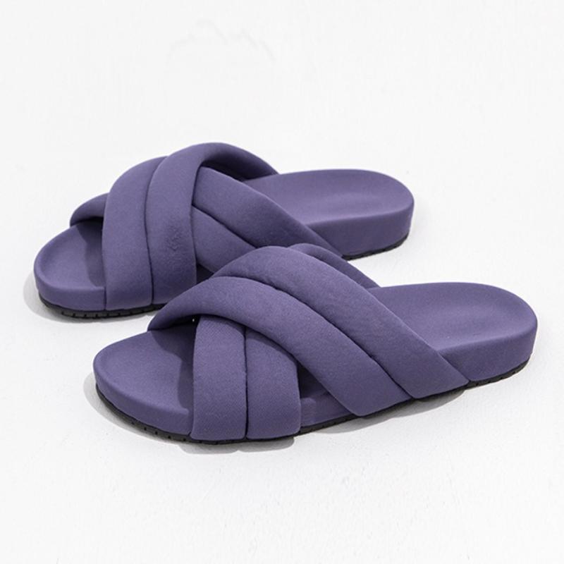 Fashion Fashion Cross Tied Design Brand Slippers Women Comfortable Lightweight Soft Flat Slippers Summer Open Toe Non-slip Beach Shoes