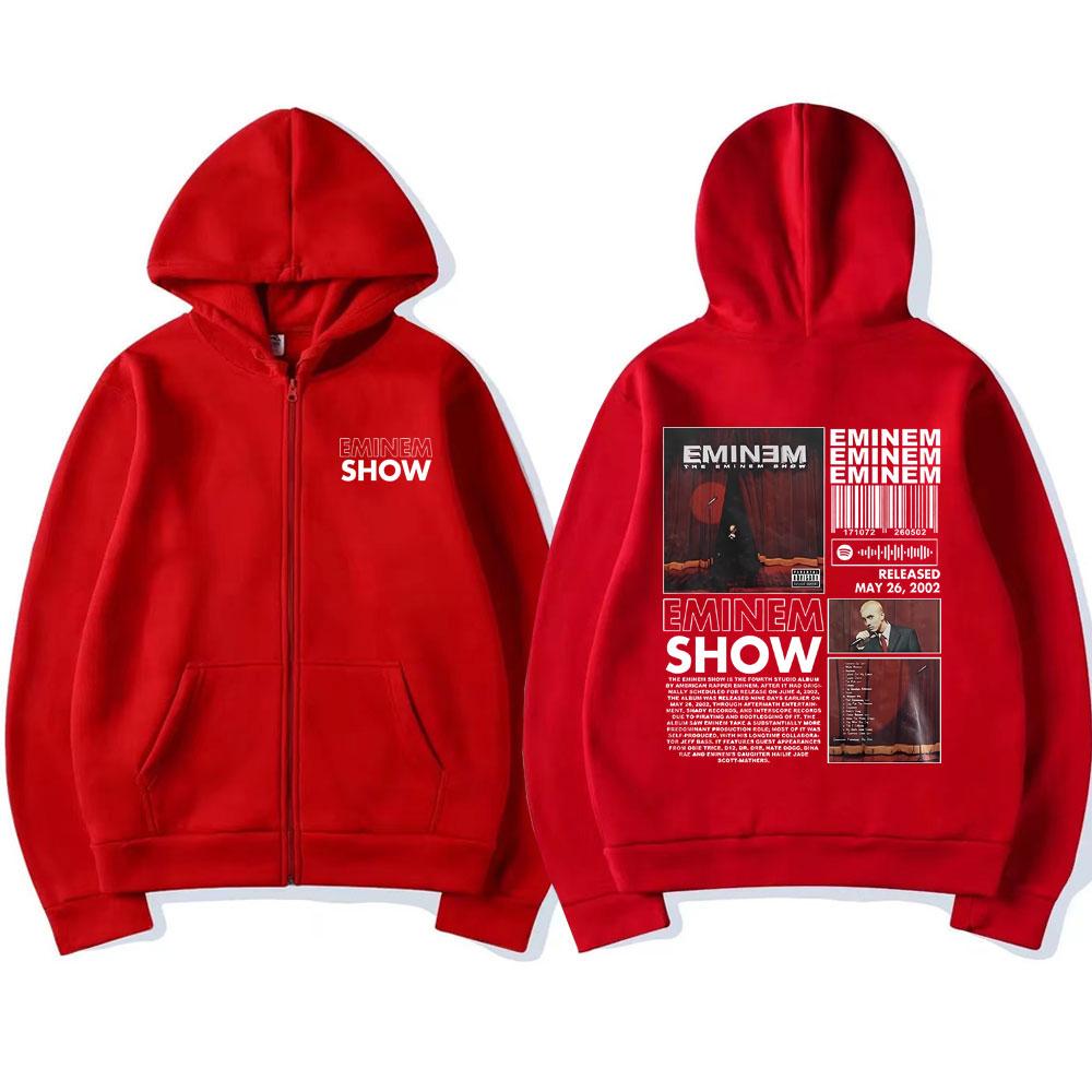 

Худи на молнии с принтом альбома Эминема The Eminem Show Мужская Женская Хип-Хоп Повседневная Куртка на молнии Толстовка Мужская Оверсайз Уличная одежда S красный