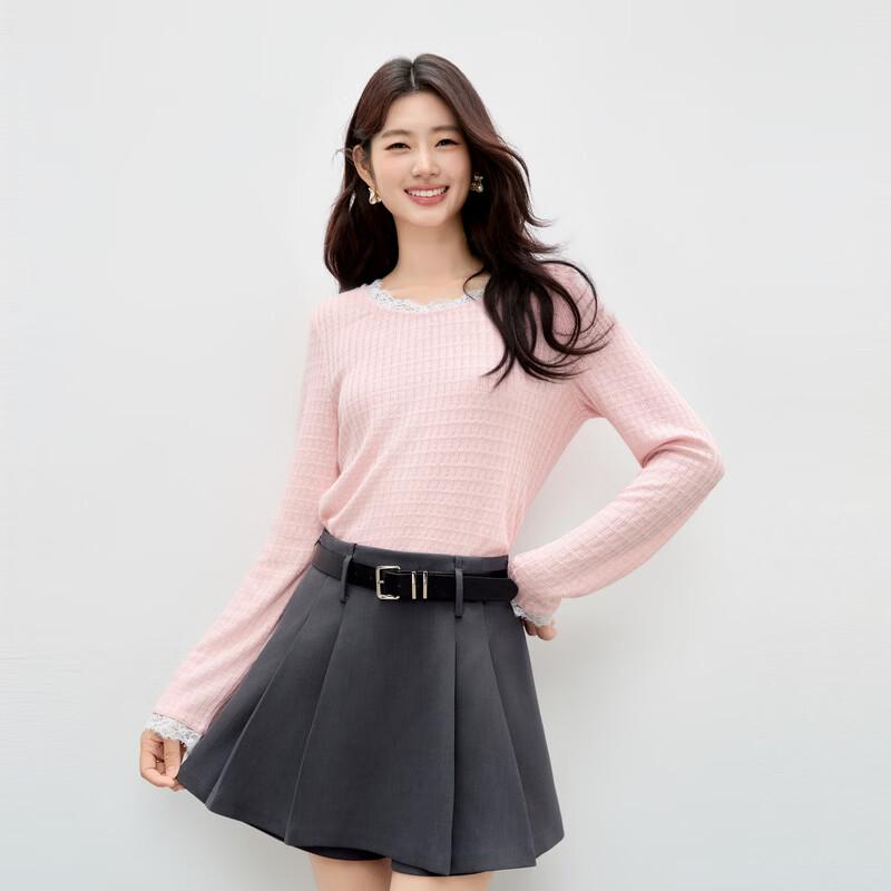 Qiushui Yiren Sweet & Elegant Round Neck T-Shirt XL