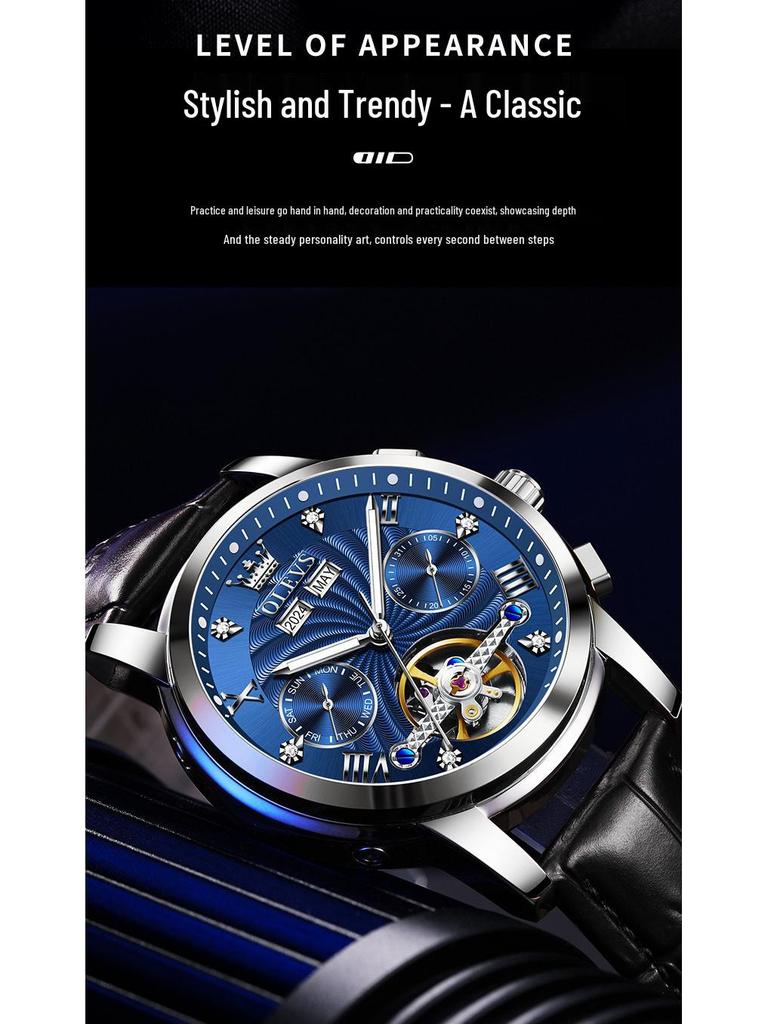 Julian Cheung Endorsed OLEVS Automatic Mechanical Skeletonized Waterproof Men's Watches