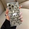Square Back Tube Protection Clear Case For iPhone 12 13 15 Plus 16 ProMax 11 14 Pro Max Anti-Oxygen,White Cat Pattern Casing