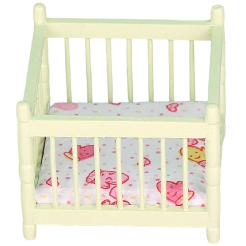 

Natural Wood Miniature Crib Creative Scene Furniture 1/12 Doll House Decoration Craft Model Project Display Accessories 1