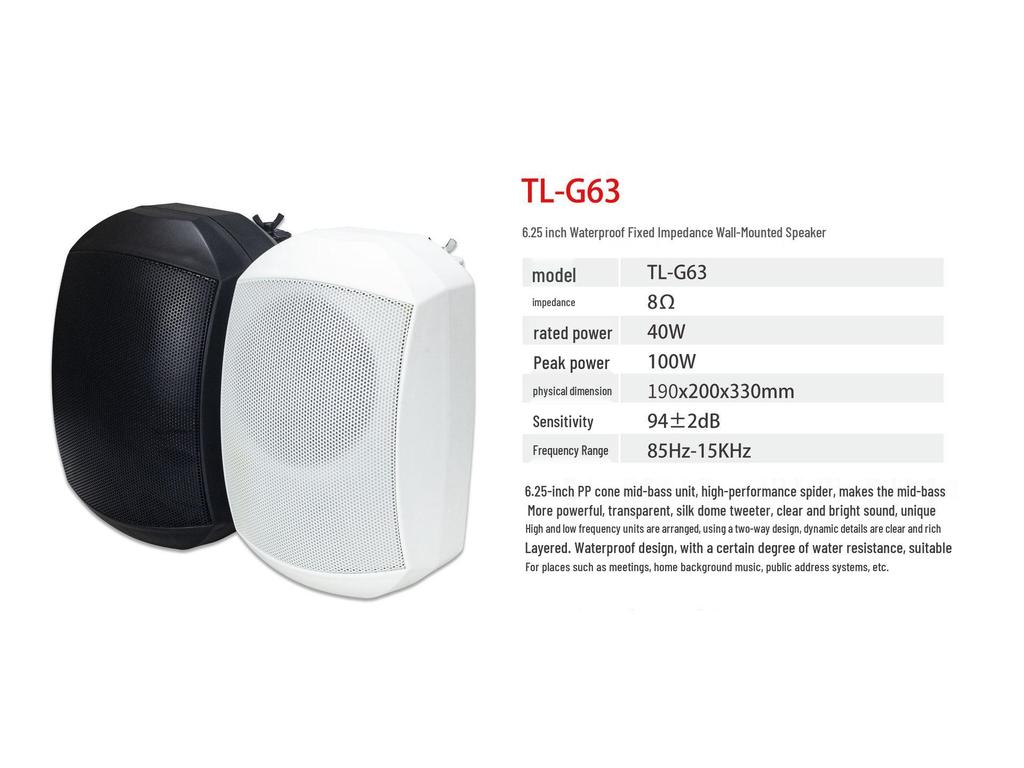 Tianlai 6.5" Wall-Mounted Indoor/Outdoor Waterproof Speaker for Campus, Residential, and Supermarket Use