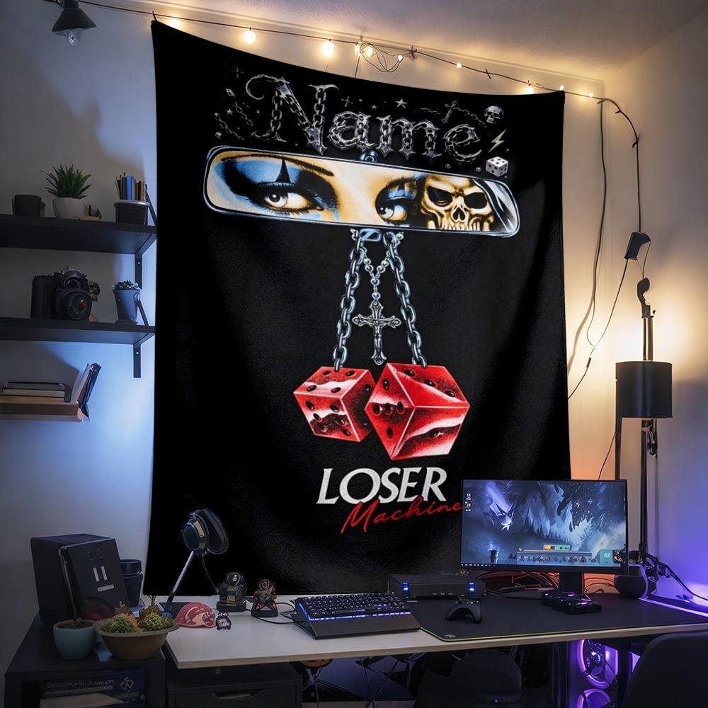 Custom Name Dice Tapestry Wall Hanging for Bedroom, Living Room & Dorm Decor, Modern Home Wall Art