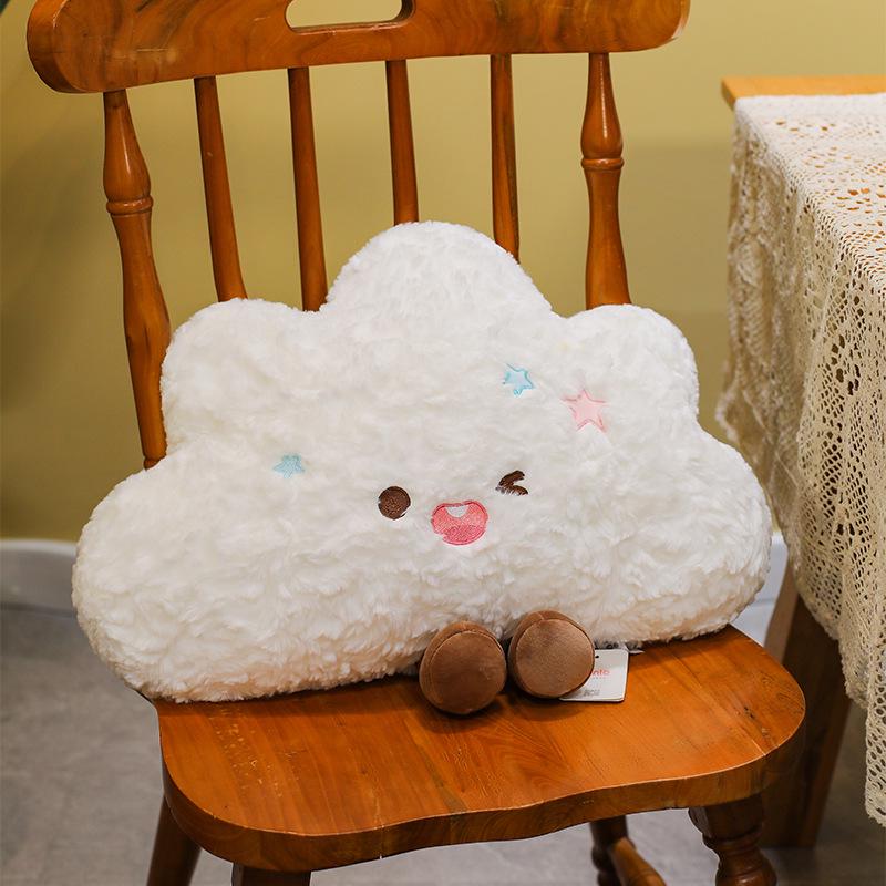 Cute White Cloud Plush Throw Pillow & Toy Doll