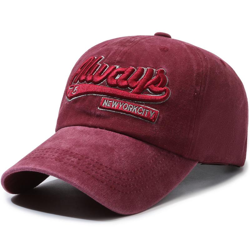 Washed letter embroider peaked cap, trendy outdoor fashionstylish street women's sunshade baseball hat for men