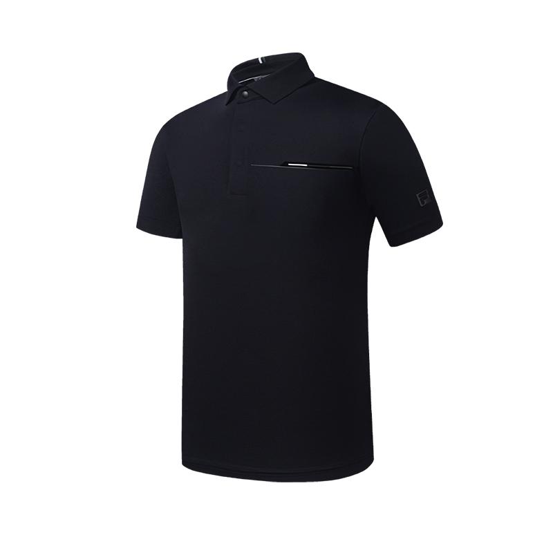Fila Golf Polo Shirts Men's Pitch Black Polo Collar Moderate Straight
