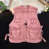 Youth Workwear Cool Personality Design Short Vest Four-Season Single-Breasted Multi-Pocket Solid Color Jacket