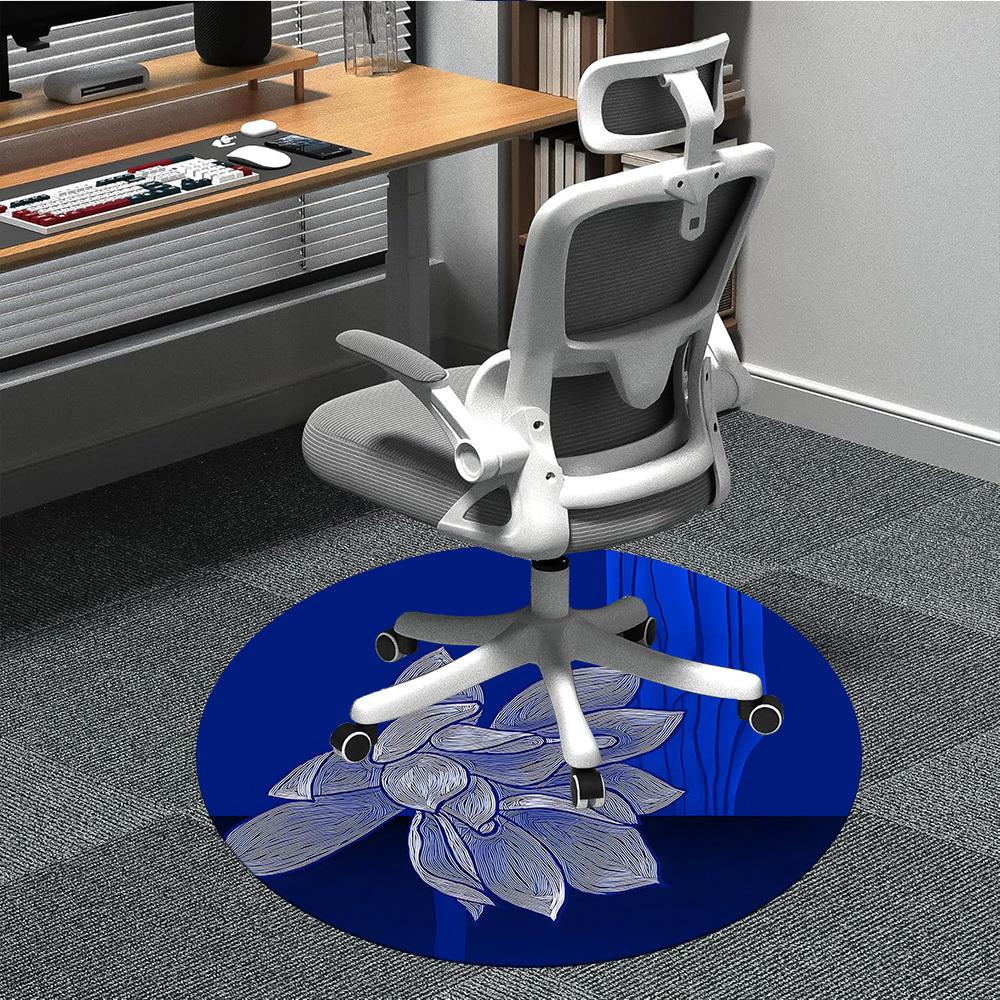 

1pc Floral Design Office Round Area Rug, Mat Suitable For Office, Under Office Chairs Bedroom Living Room Home Decor, Room Deco 80cm