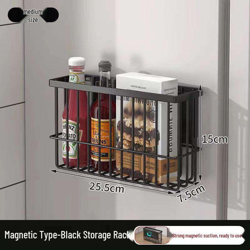 Punch-Free Wall-Mounted Kitchen Storage Rack: Multi-Functional Plastic Wrap Holder & Refrigerator Shelf