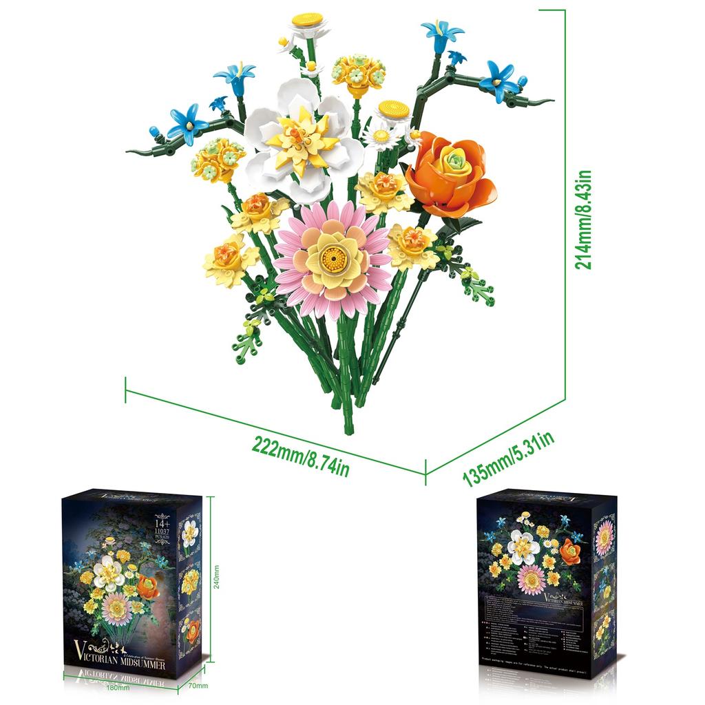 620 Pcs Victoria Midsummer Series Building Blocks Eternal Bouquet Moc Model Toy Kid'S Diy Toy Mother'S Day/Valentine'S Day Gifts