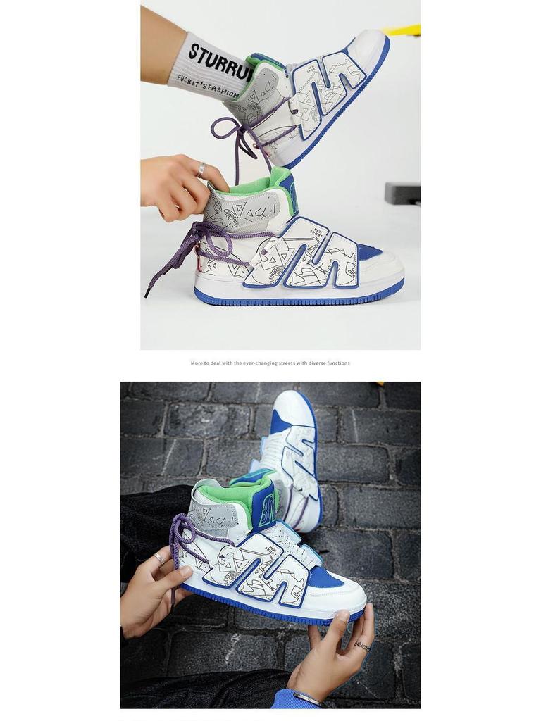 2025 Men's Trendy Loafers: Dopamine Fashion Thick Sole Height-Boosting High Top Sneakers.