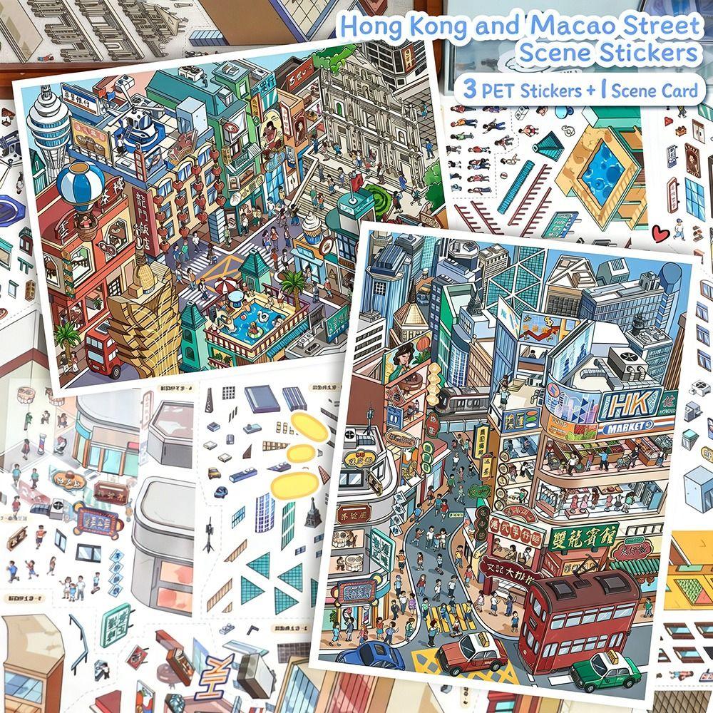 Kawaii Design 3D City Sticker DIY Design Special Economic Zone DIY Pocket Scene Festival Theme Cabin Scene Sticker Festival Gift