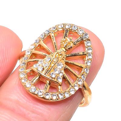 Natural Cubic Zirconia Gemstone Handmade 925 Sterling Silver Ring Size 8 c8K63