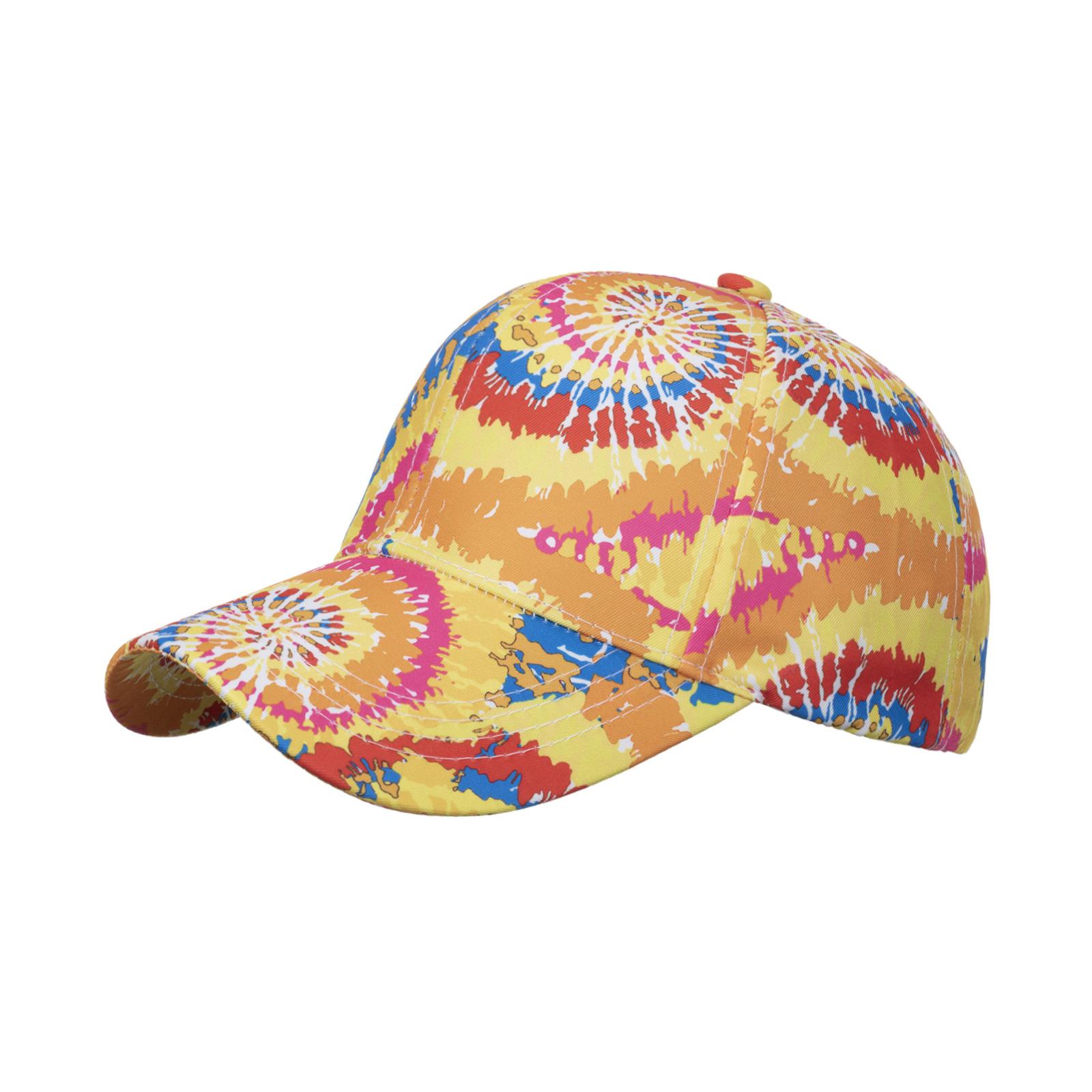 

European and American new printing tie-dye baseball graffiti cap men s and women s gradual change of color sunscreen visor