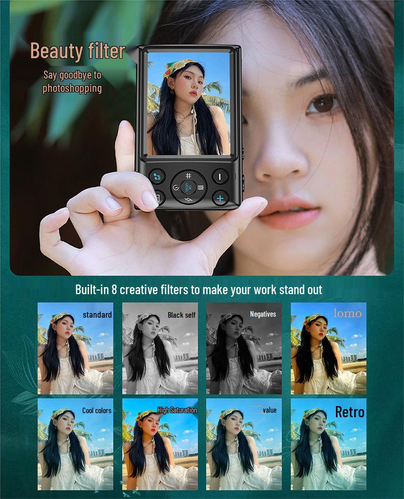 64MP Portable Student Music Vlog Mirrorless Camera for Travel
