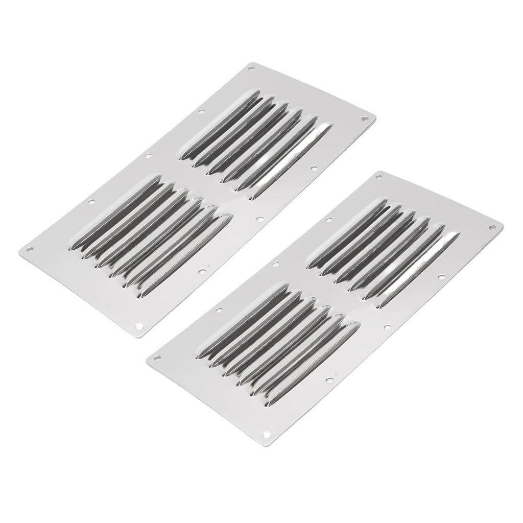 2PCS Louvered Vent Air Grill Cover 316 Stainless Steel Rectangular Air Venting Panel Cover for Ships Yachts RVs