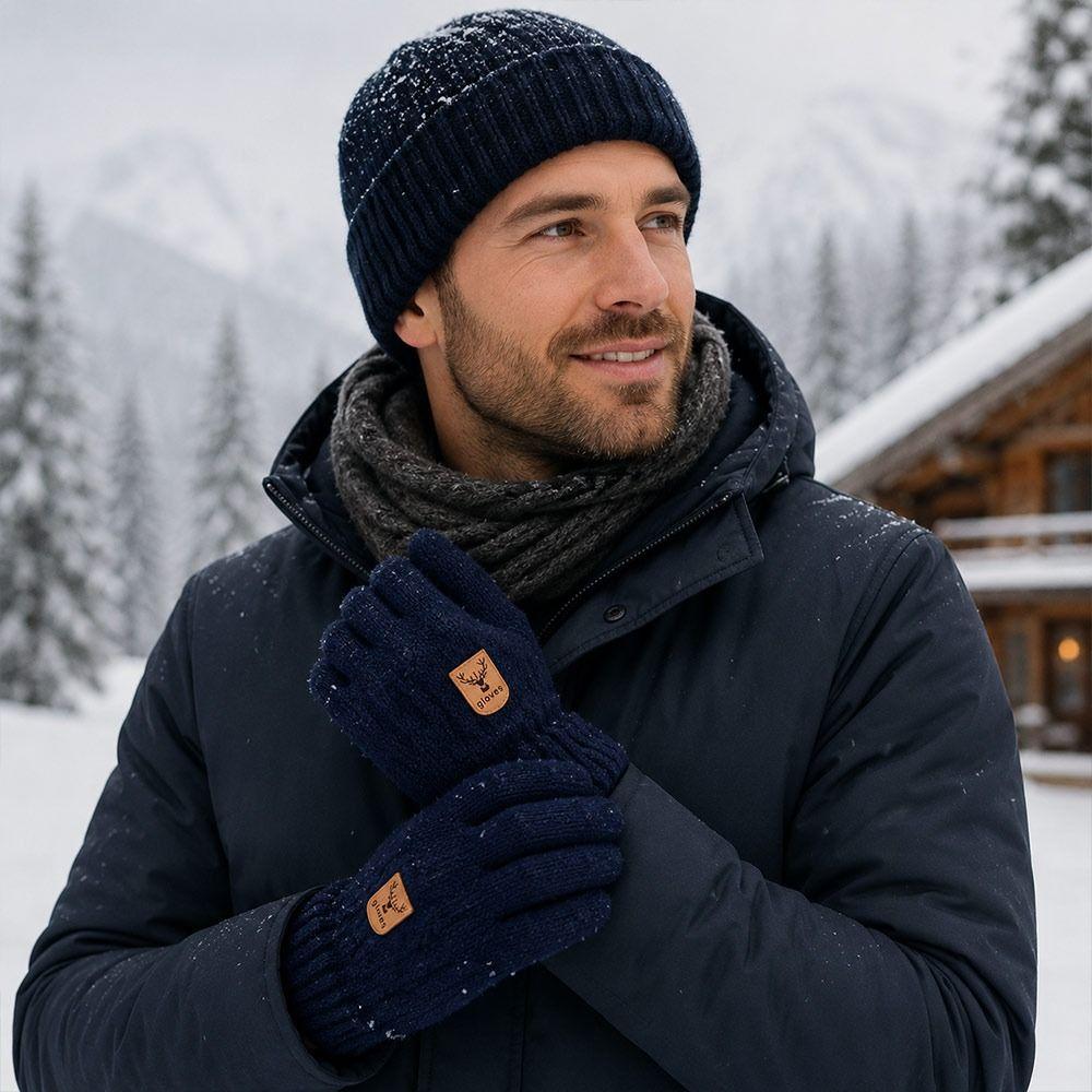 Thickened Winter Knitted Gloves Warm Wool Gloves Fashion Touch Screen Gloves for Men Women