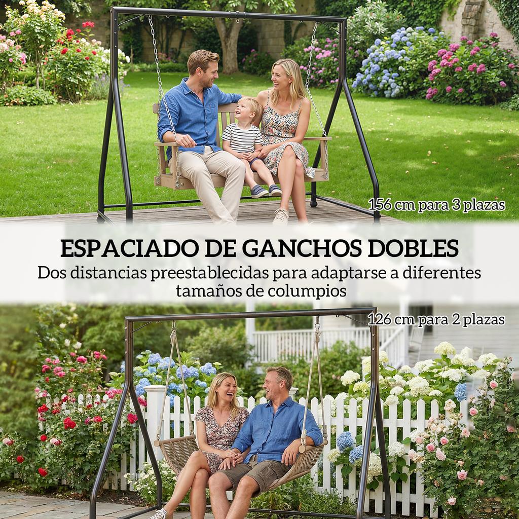 Steel Swing Stand, for 2 and 3-Seat Swings, 360 Kg Load, 210 X 117 X 175 Cm, Black