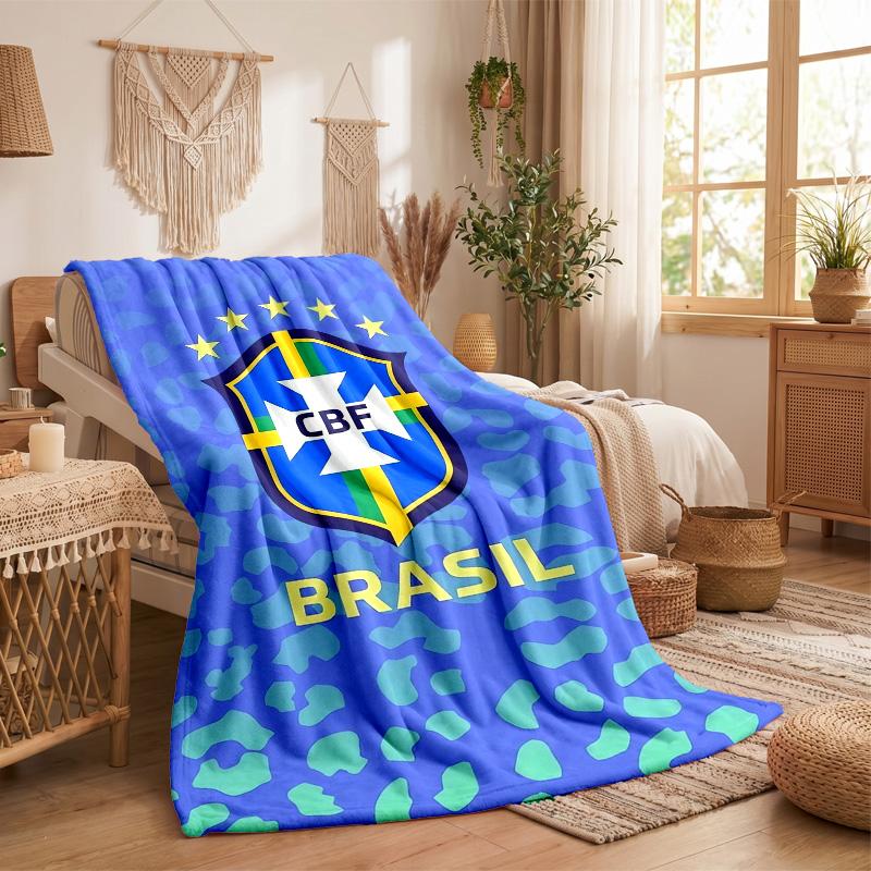 Brazil national football team Print Flannel Blanket Soft Warm Sofa Bed Throw Blanket For Home Office Bedroom