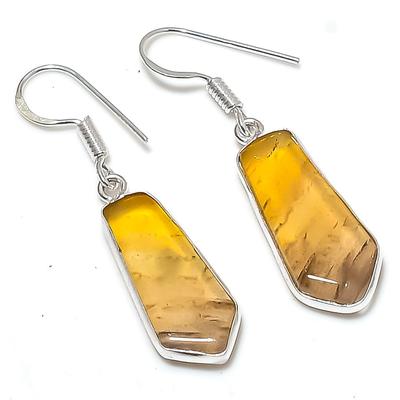 Doğal Montana Akik Değerli Taş El Yapımı 925 Ayar Gümüş Küpe 1.65" c7z63