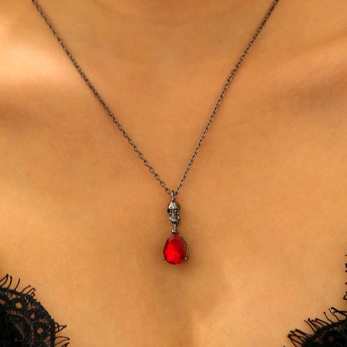 

20.26 million Halloween Skull Water Drop Pendant Earrings Necklace Set Punk Personality Diablo Personality Jewelry