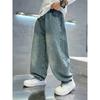 Boys' Jeans Spring and Autumn Cartoon Children's Pants Fashionable Big Boys' Straight Leg Pants Kids Hip Hop Pants 4-14Year