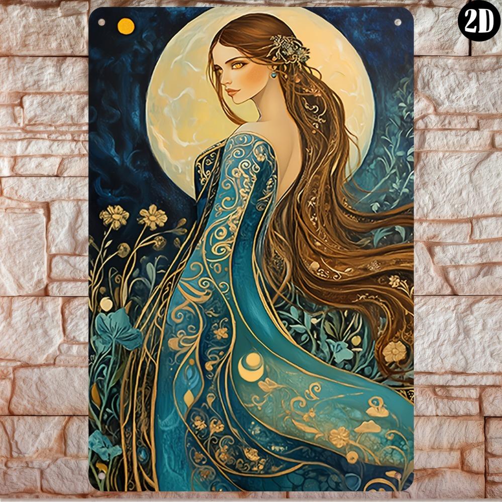 Elegant Blue Floral Celestial Art Poster x Inch Wall Decor for Living Room Bedroom Office