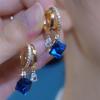 Elegant Deep Sea Blue Crystal Ear Cuffs - 2024 Niche Design