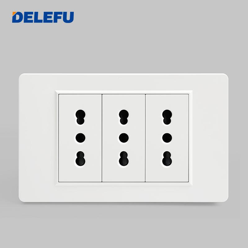 DELEFU Italian Standard White 118 Type Wall Switch Socket with USB + TYPE-C Socket Is Suitable for Hotels and Households.