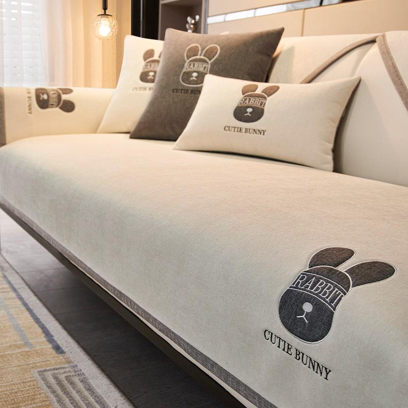 Cuscino per divano in ciniglia di lusso leggero, cuscino per sedile universale per tutte le stagioni, nuovo stile, copridivano in pelle antiscivolo, asciugamano in stoffa