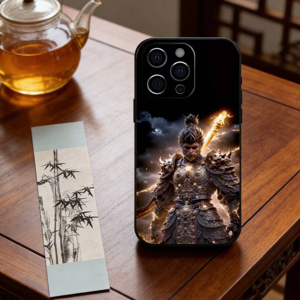 Black Myth WuKong Phone Case For iPhone 17, 16,15,14,13,12,11 Plus,Pro Max, Others Soft Black Cover