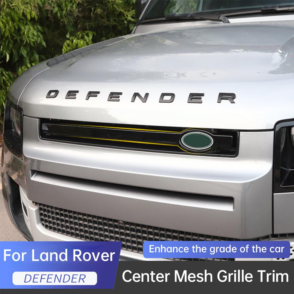 For Land Rover Defender 90 110 2020-2024 Middle Grille Decorative Strip Machine Cover Blackened Carbon Fiber Decorative Strip