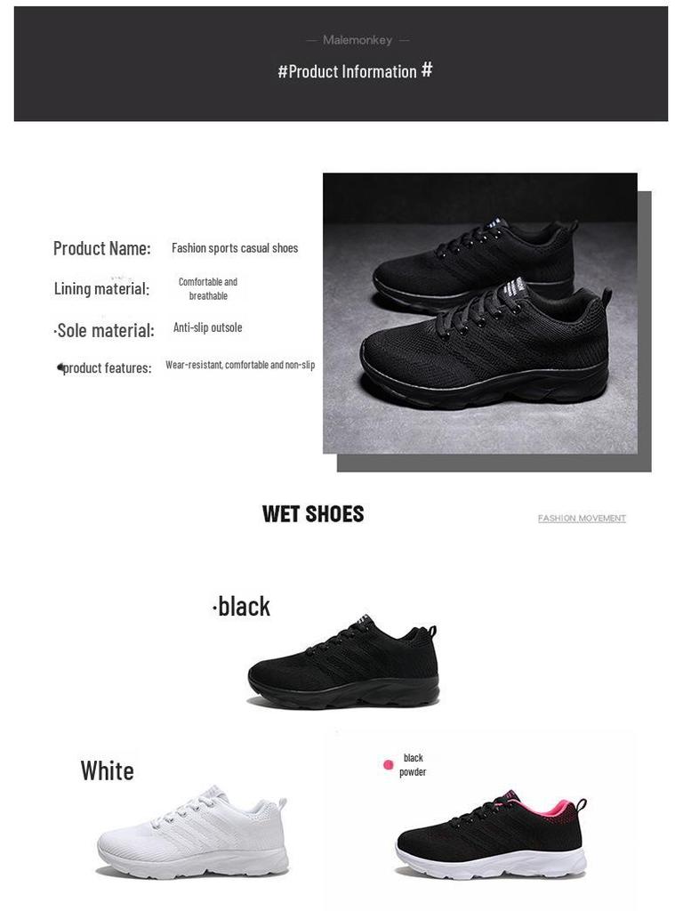 Damskie lekkie sneakersy z siateczki: Wiosenne Casualowe Antypoślizgowe Miękka Podeszwa Płaski Obcas Buty do Biegania