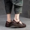 Johnature Flache, flache Schuhe im Retro-Stil aus echtem Leder, vielseitige, bequeme Damenschuhe mit dicker Sohle