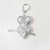 DU MATIN Double Heart Keyring_silver