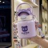 316 Stainless Steel thermos cup handle strap 600ML stainless steel straw children's straw water punk bear water cup male and female student cup