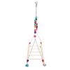 Bird Natural Wooden Chicken Swing Ladder Stand Toys Colourful Beads Chewing Biting Playing
