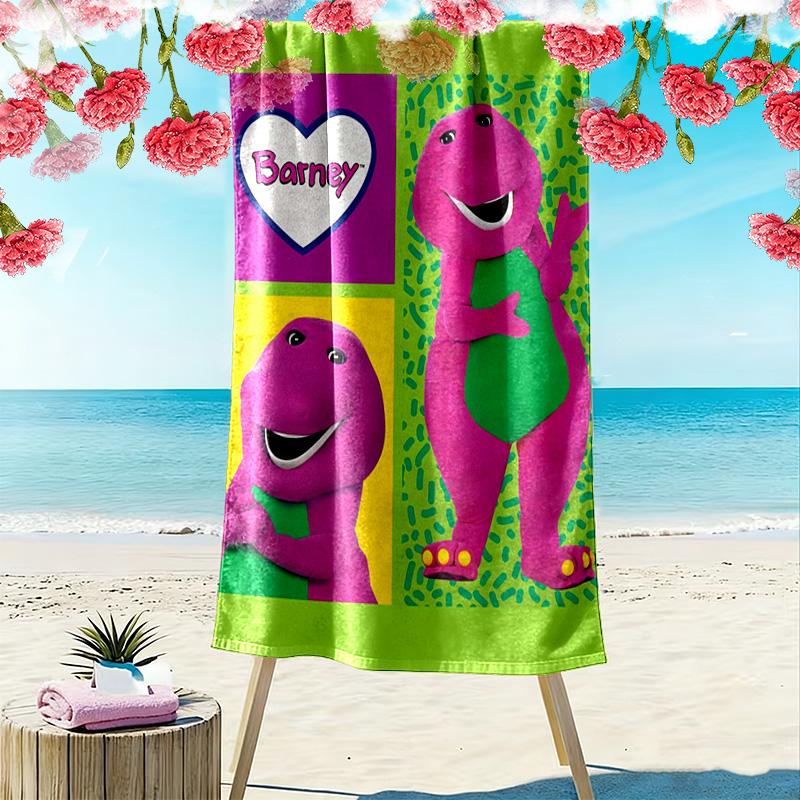 Barney Cartoon Print Beach Towel, Large Soft Quick Dry Towel for Beach Camping Swimming