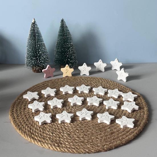 Christmas Countdown Star Silicone Mold with Number Pendants Epoxy Mold for Resin Craft & Gift Tags Flexible DIY Baking Mold for Holiday Decorations