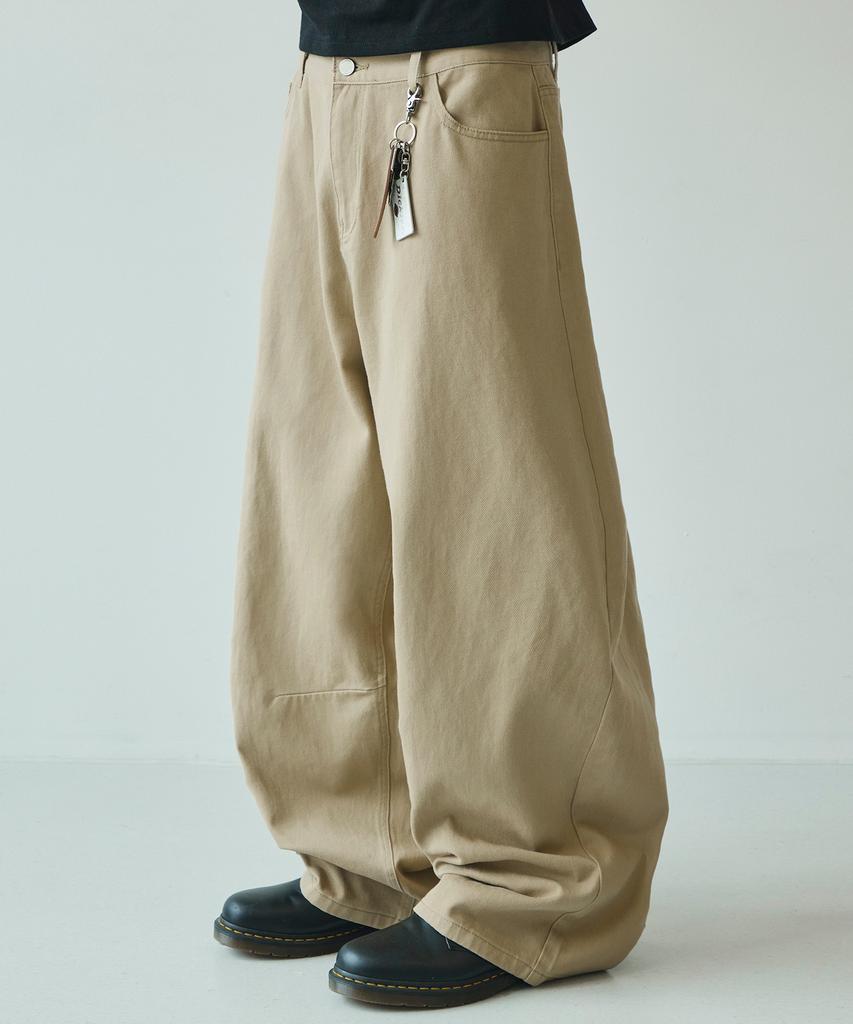 SIGNATURE Summer Wide Curved Dart Cotton Pants [Beige]